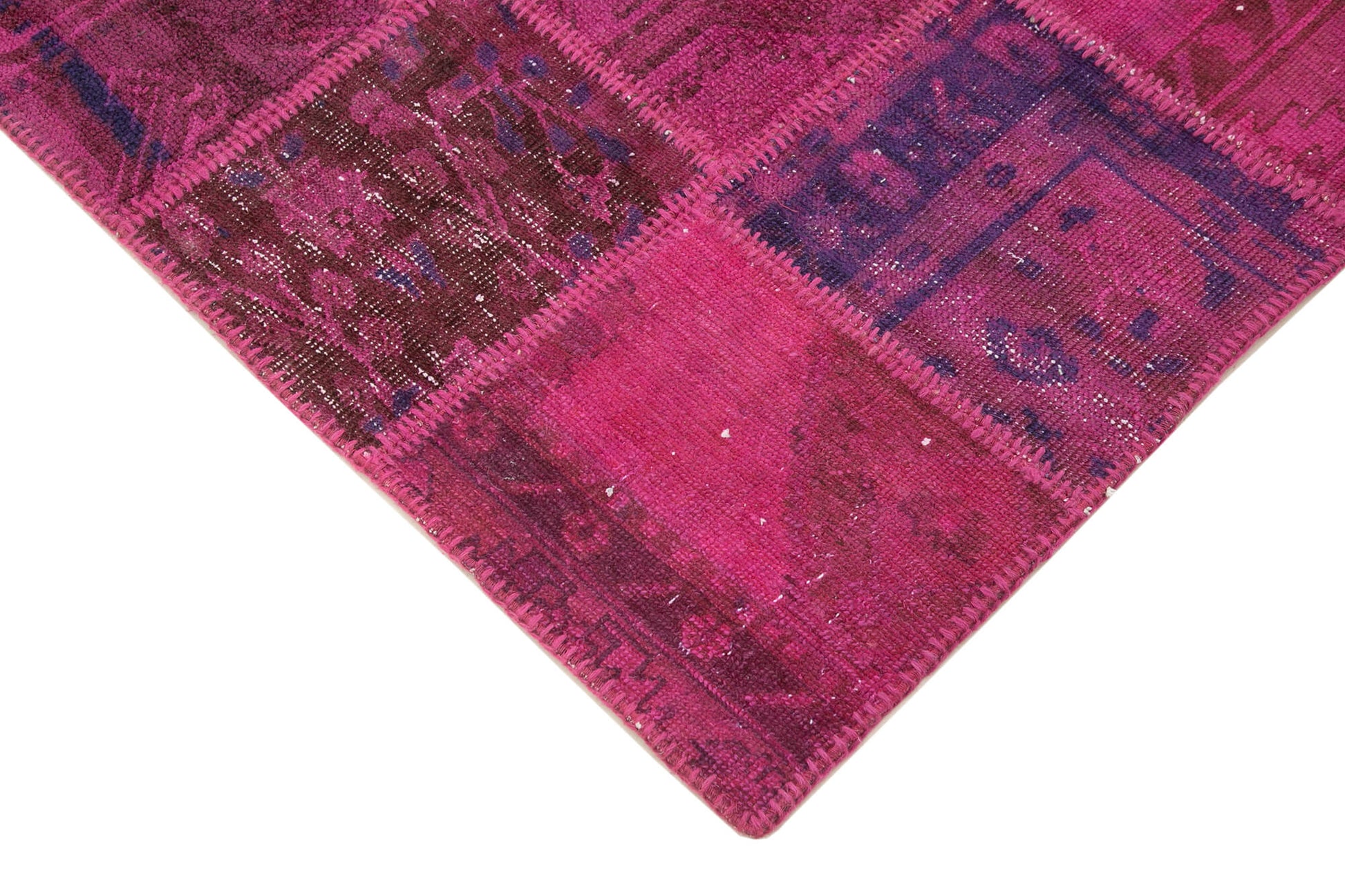 Kırk Yama Pembe Patchwork Pamuk Yün El Dokuma Halısı 140x205 Agacan