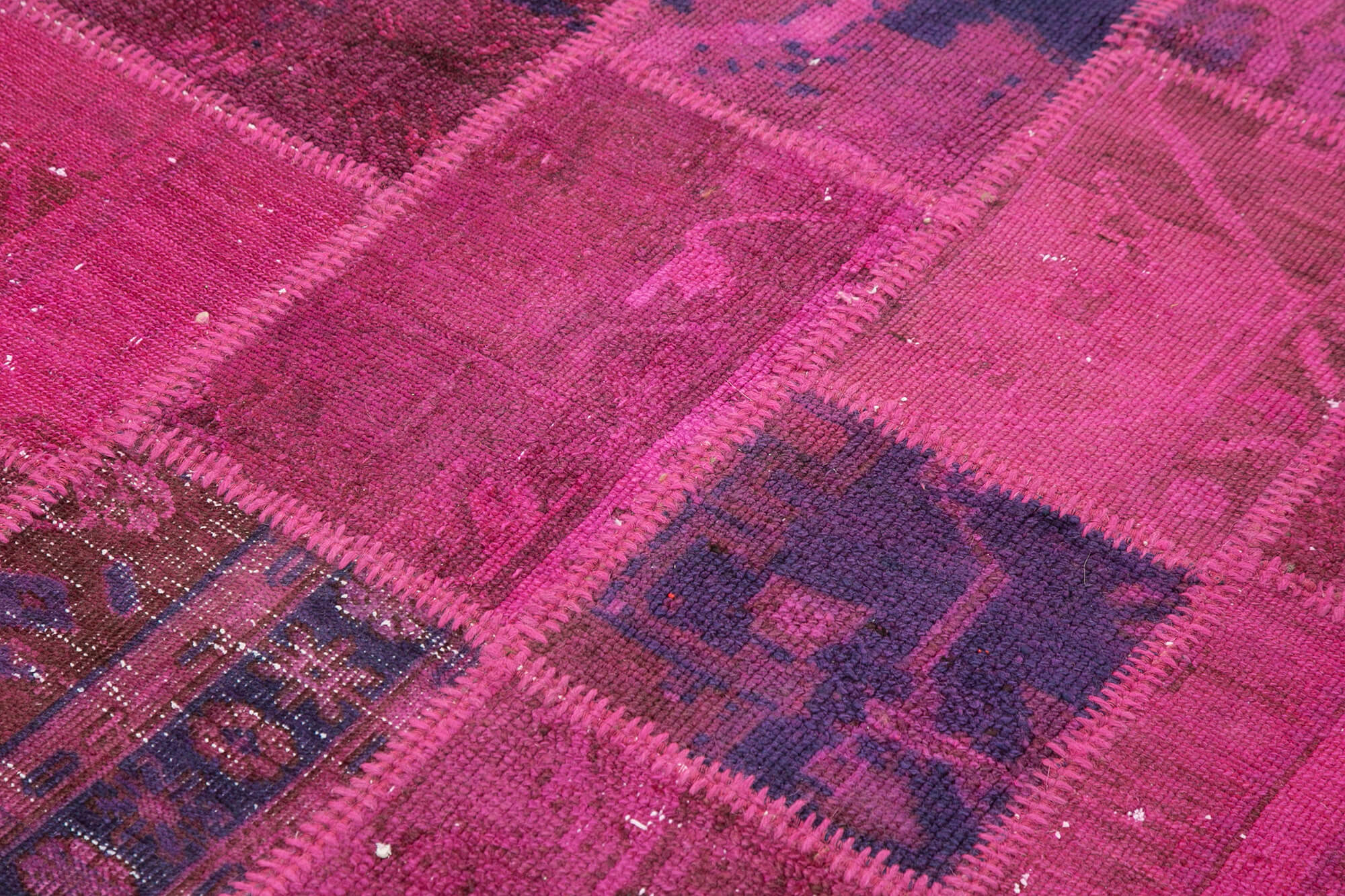 Kırk Yama Pembe Patchwork Pamuk Yün El Dokuma Halısı 140x205 Agacan