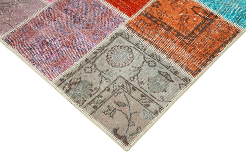 Kırk Yama Mavi Patchwork Pamuk Yün El Dokuma Halısı 142x206 Agacan