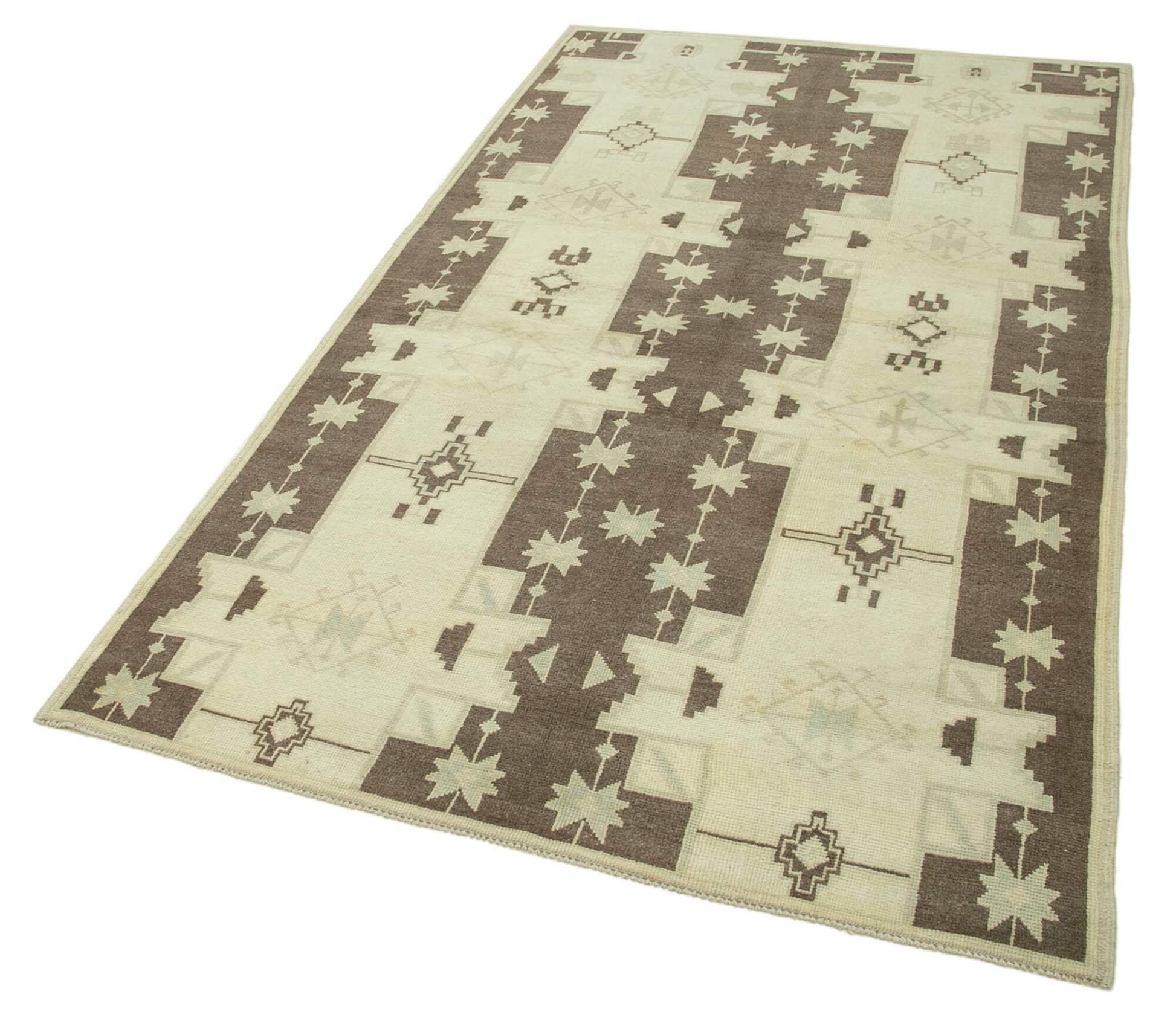 Taspinar Bej Klasik Yün El Dokuma Halısı 127x227 Agacan