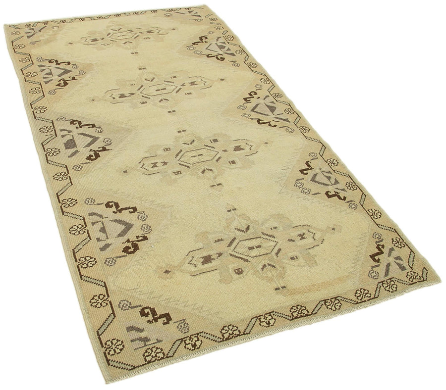 Taspinar Bej Klasik Yün El Dokuma Halısı 109x200 Agacan