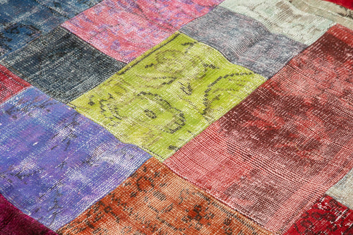 Kırk Yama Mavi Patchwork Pamuk Yün El Dokuma Halısı 203x301 Agacan