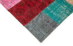 Kırk Yama Mavi Patchwork Pamuk Yün El Dokuma Halısı 204x300 Agacan