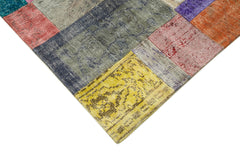 Kırk Yama Mavi Patchwork Pamuk Yün El Dokuma Halısı 201x300 Agacan