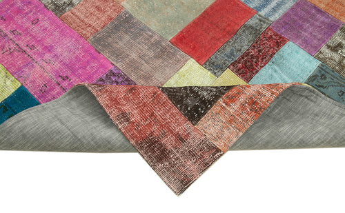 Kırk Yama Mavi Patchwork Pamuk Yün El Dokuma Halısı 201x300 Agacan