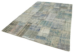 Kırk Yama Gri Patchwork Pamuk Yün El Dokuma Halısı 203x302 Agacan