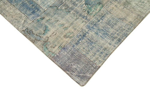 Kırk Yama Gri Patchwork Pamuk Yün El Dokuma Halısı 203x302 Agacan