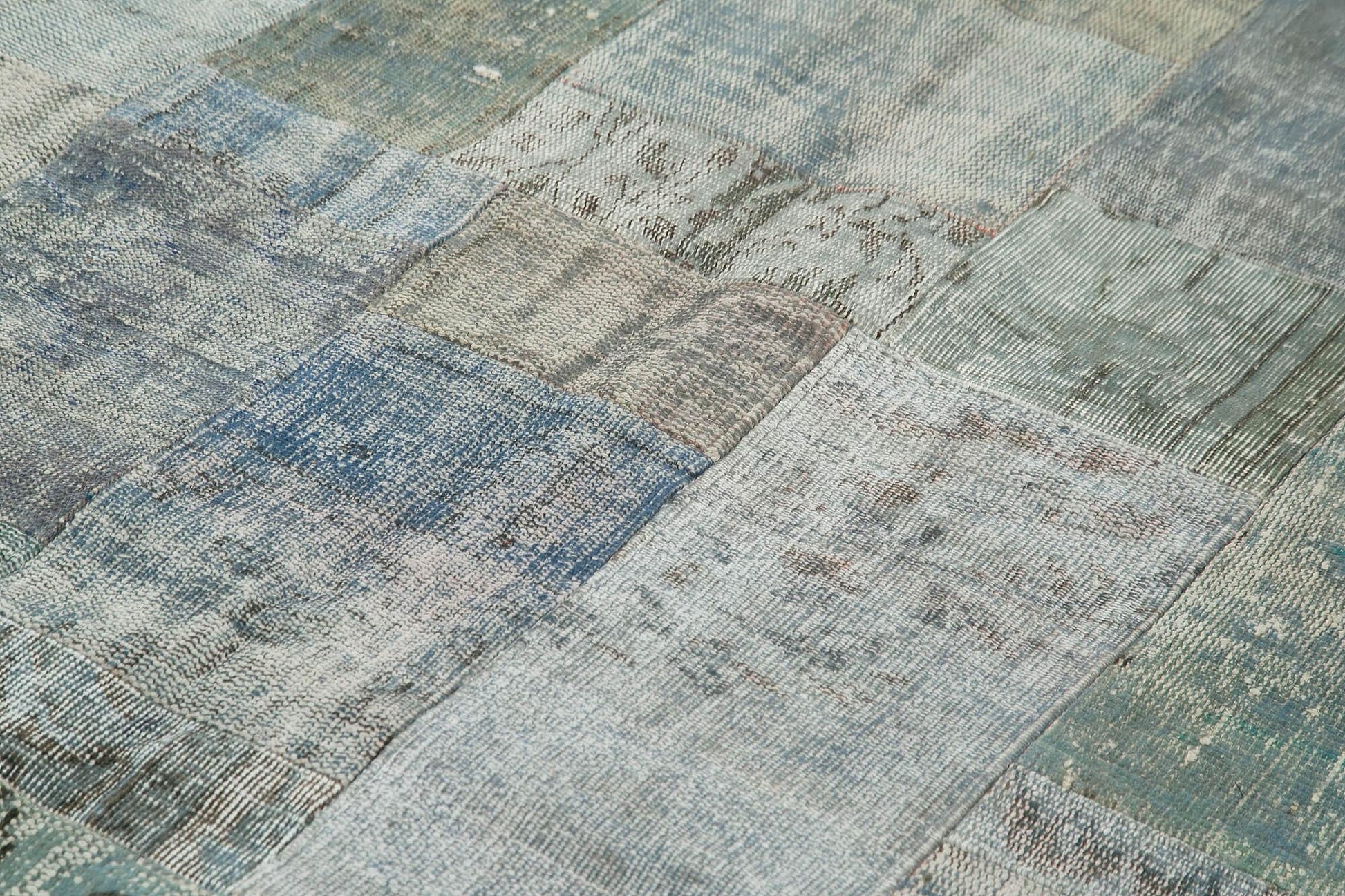 Kırk Yama Gri Patchwork Pamuk Yün El Dokuma Halısı 203x302 Agacan