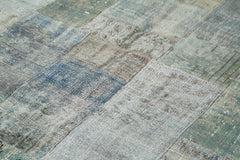 Kırk Yama Gri Patchwork Pamuk Yün El Dokuma Halısı 203x302 Agacan