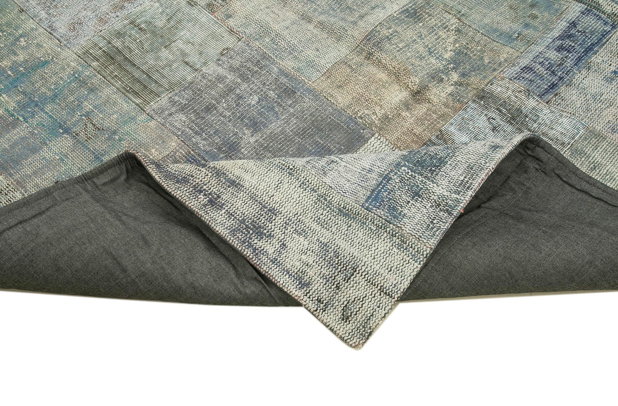 Kırk Yama Gri Patchwork Pamuk Yün El Dokuma Halısı 203x302 Agacan