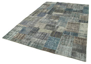 Kırk Yama Gri Patchwork Pamuk Yün El Dokuma Halısı 201x300 Agacan
