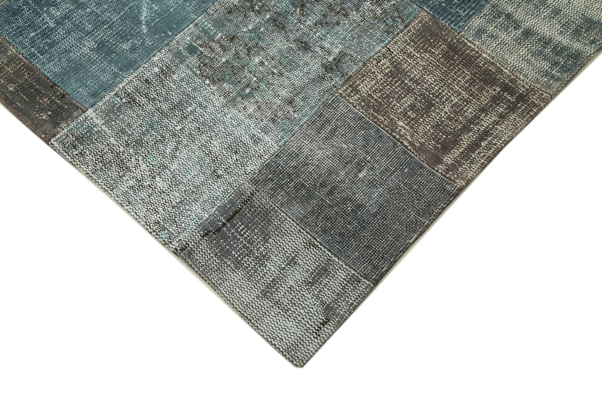 Kırk Yama Gri Patchwork Pamuk Yün El Dokuma Halısı 201x300 Agacan