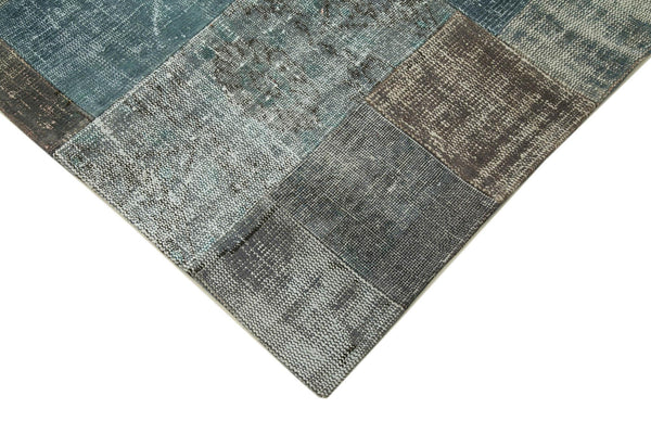 Kırk Yama Gri Patchwork Pamuk Yün El Dokuma Halısı 201x300 Agacan