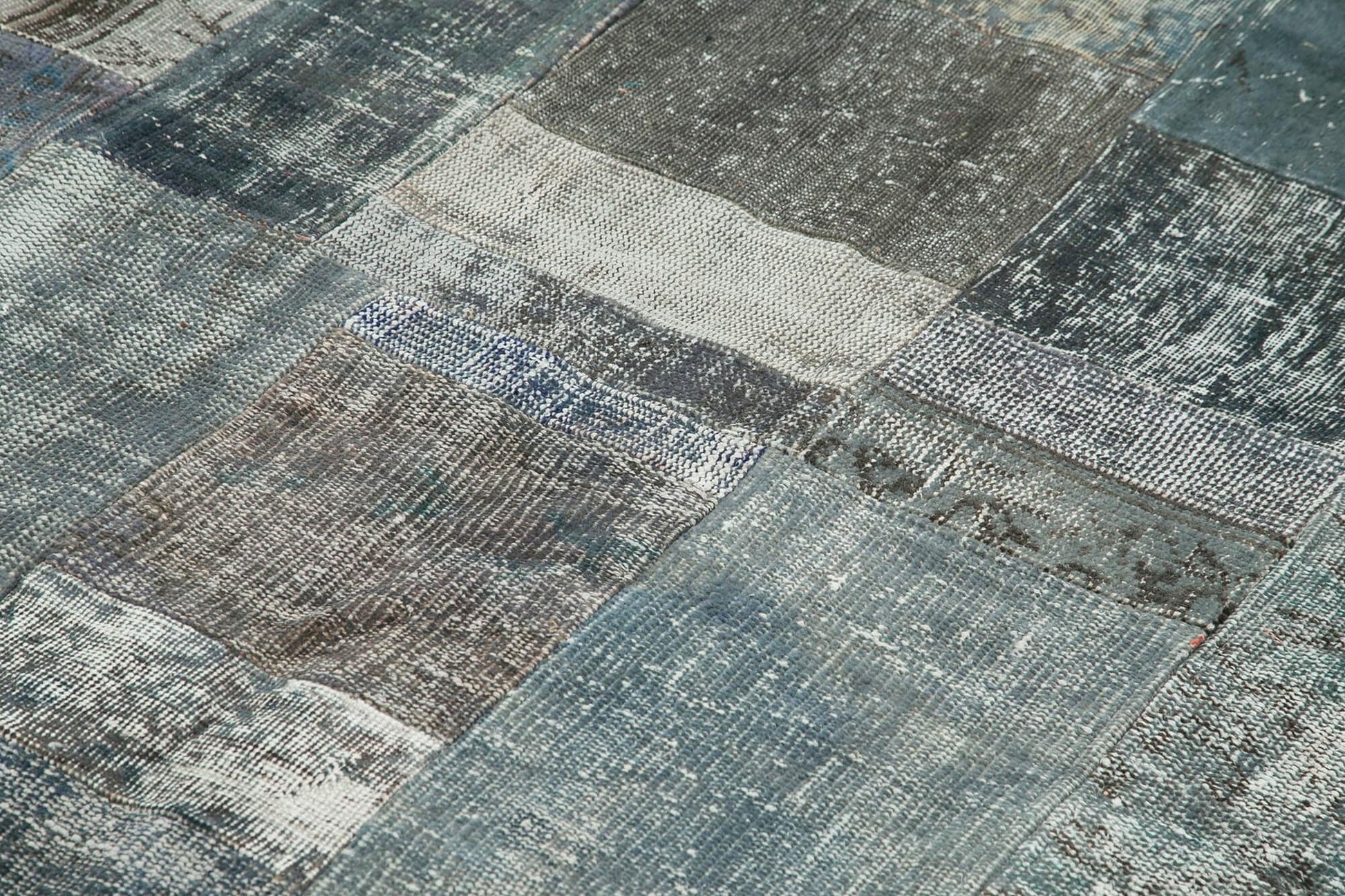 Kırk Yama Gri Patchwork Pamuk Yün El Dokuma Halısı 201x300 Agacan