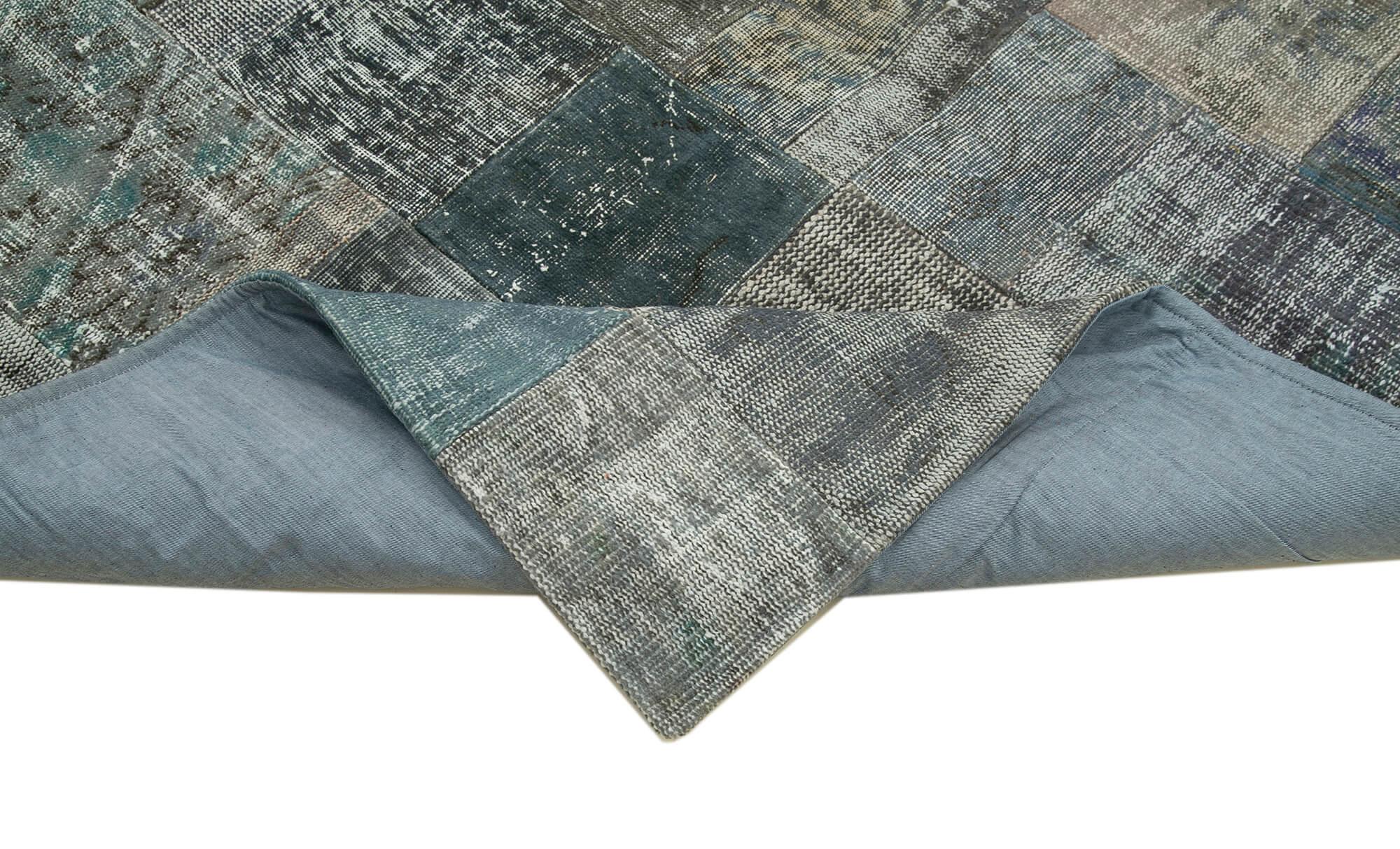 Kırk Yama Gri Patchwork Pamuk Yün El Dokuma Halısı 201x300 Agacan