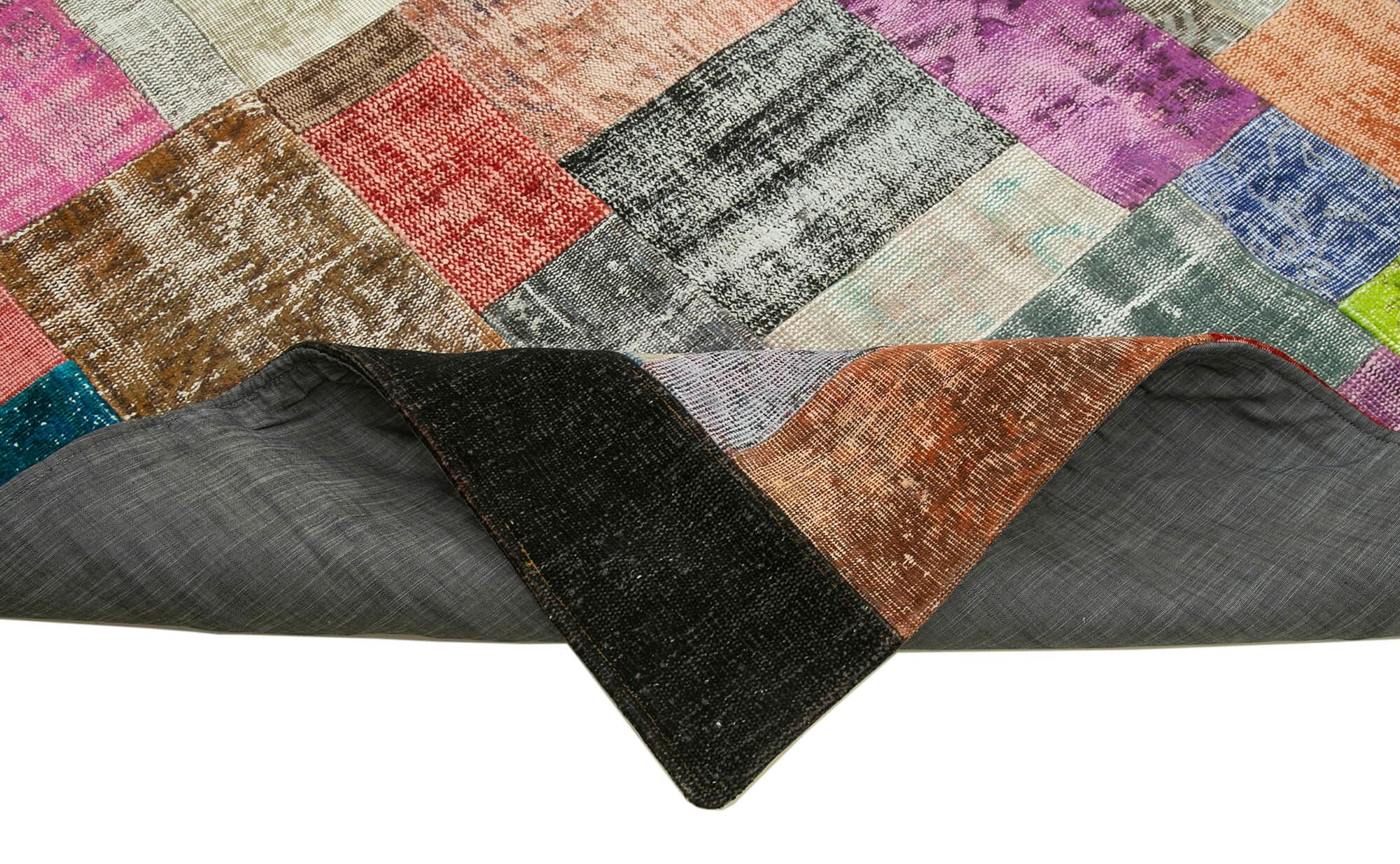 Kırk Yama Mavi Patchwork Pamuk Yün El Dokuma Halısı 252x303 Agacan
