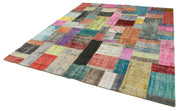 Kırk Yama Mavi Patchwork Pamuk Yün El Dokuma Halısı 251x305 Agacan