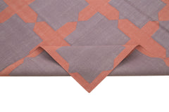 Geometric Duri Mor Geometrik Pamuk Yün El Dokuma Halısı 182x275 Agacan