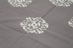 Geometric Duri Gri Geometrik Pamuk Yün El Dokuma Halısı 187x268 Agacan