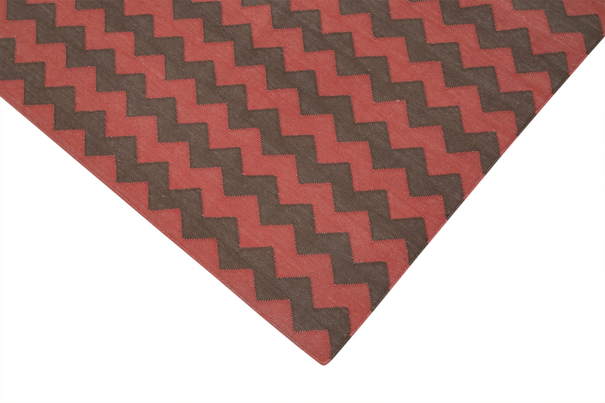 Geometric Duri Kırmızı Geometrik Pamuk Yün El Dokuma Halısı 182x271 Agacan