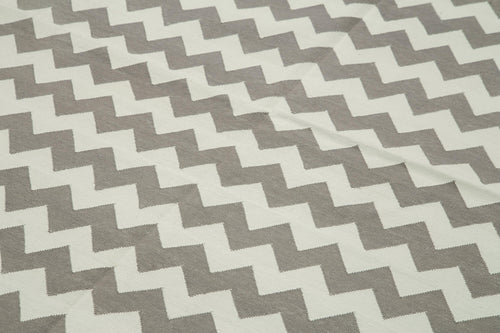Geometric Duri Gri Geometrik Pamuk Yün El Dokuma Halısı 183x277 Agacan