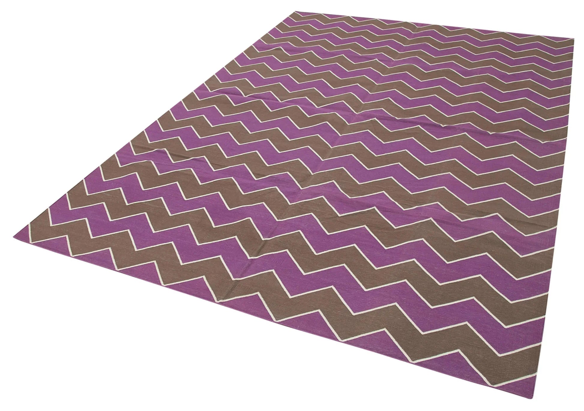 Geometric Duri Kahverengi Geometrik Pamuk Yün El Dokuma Halısı 187x271 Agacan