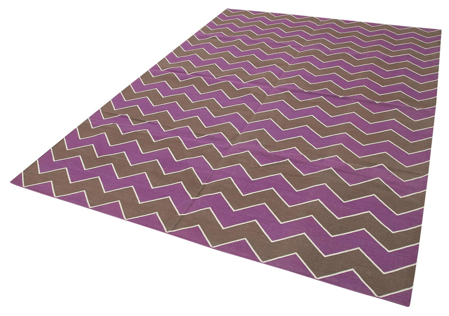 Geometric Duri Kahverengi Geometrik Pamuk Yün El Dokuma Halısı 187x271 Agacan
