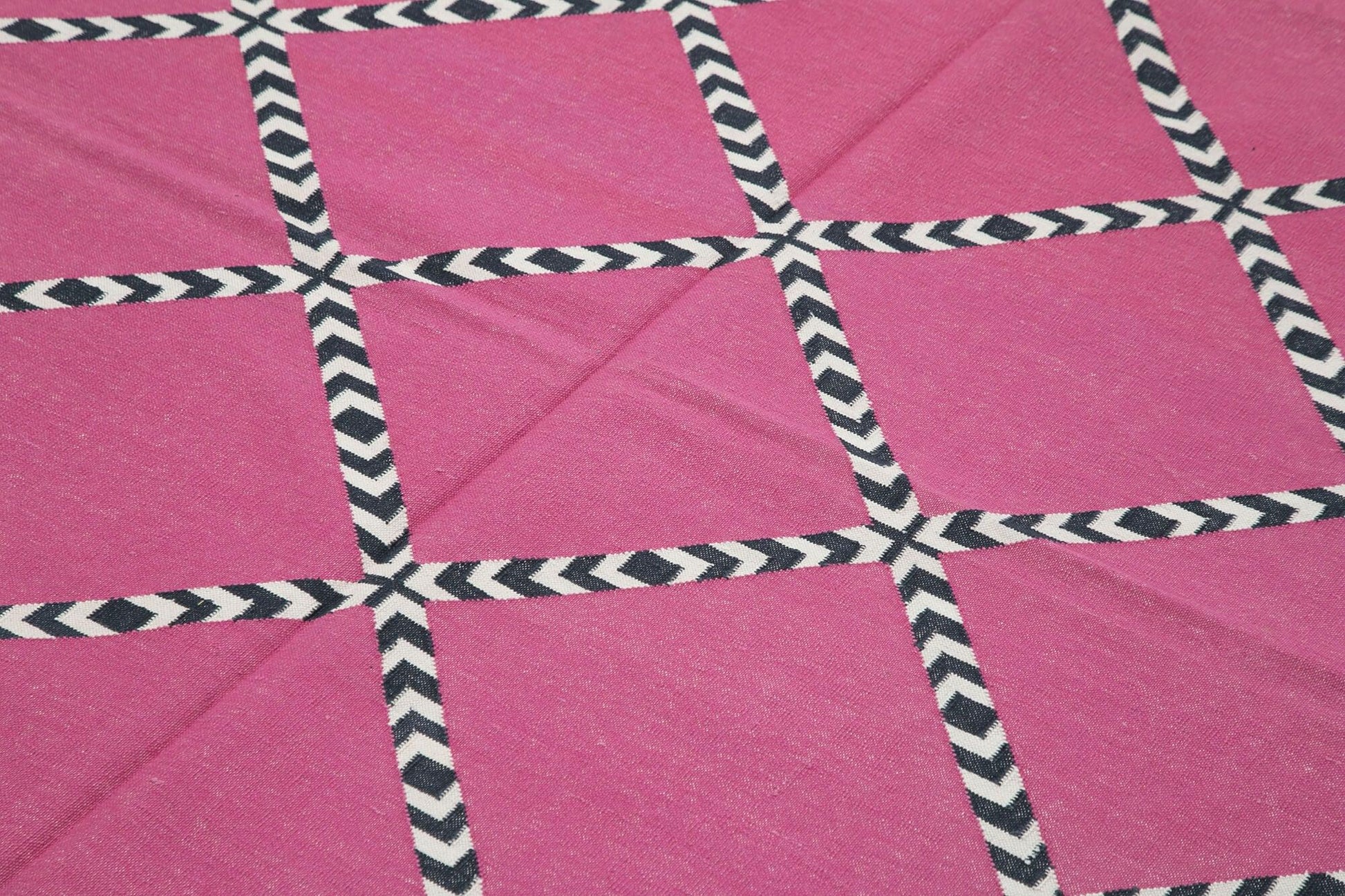 Geometric Duri Mor Geometrik Pamuk Yün El Dokuma Halısı 184x262 Agacan