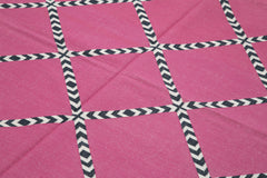 Geometric Duri Mor Geometrik Pamuk Yün El Dokuma Halısı 184x262 Agacan