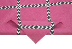 Geometric Duri Mor Geometrik Pamuk Yün El Dokuma Halısı 184x262 Agacan