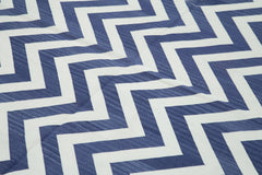 Geometric Duri Mavi Geometrik Pamuk Yün El Dokuma Halısı 184x273 Agacan