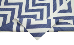 Geometric Duri Mavi Geometrik Pamuk Yün El Dokuma Halısı 184x273 Agacan