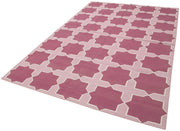 Geometric Duri Mor Geometrik Pamuk Yün El Dokuma Halısı 187x274 Agacan