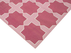 Geometric Duri Mor Geometrik Pamuk Yün El Dokuma Halısı 187x274 Agacan