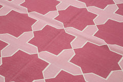 Geometric Duri Mor Geometrik Pamuk Yün El Dokuma Halısı 187x274 Agacan