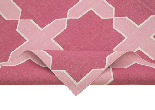 Geometric Duri Mor Geometrik Pamuk Yün El Dokuma Halısı 187x274 Agacan