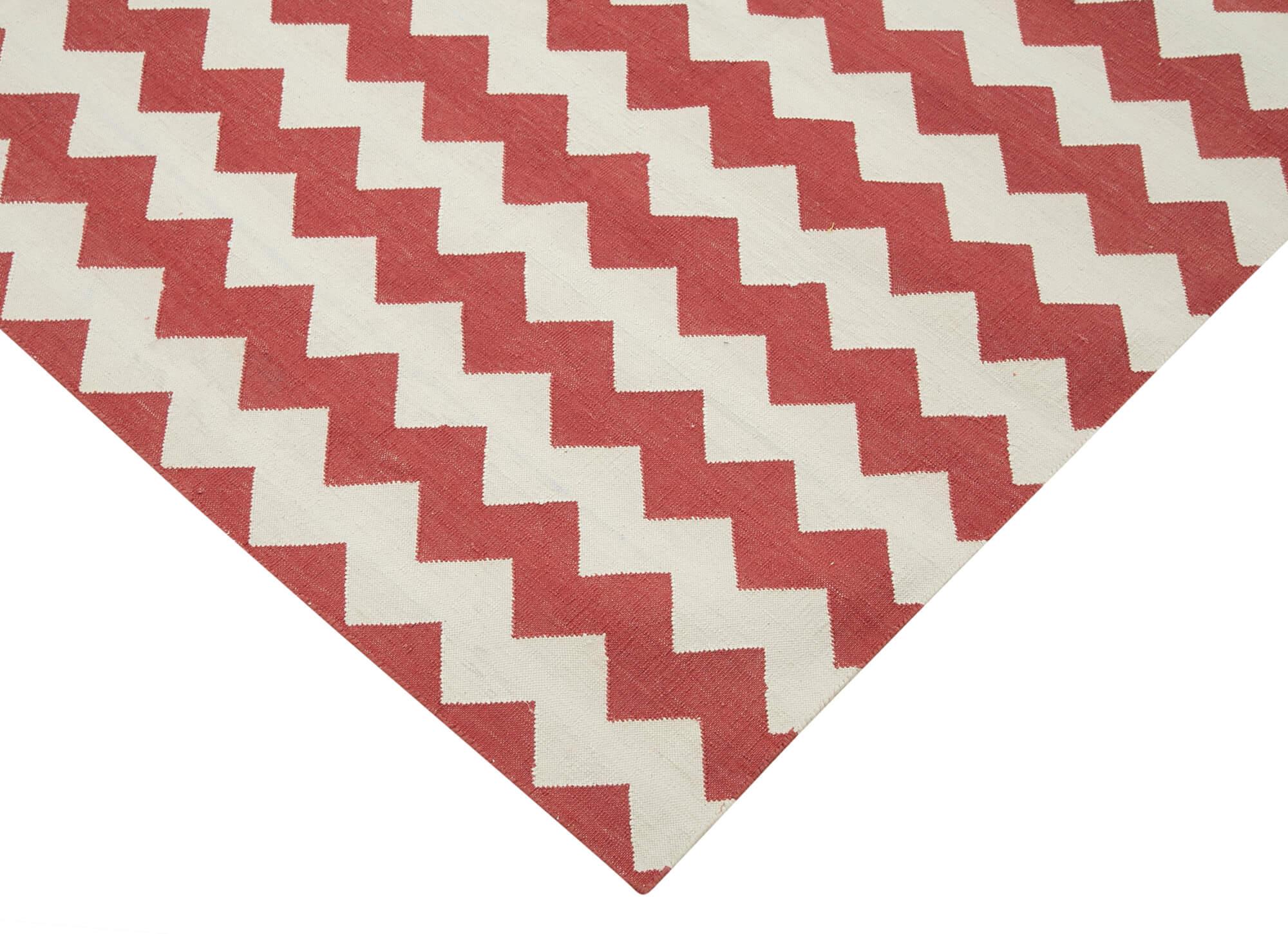 Geometric Duri Kırmızı Geometrik Pamuk Yün El Dokuma Halısı 183x269 Agacan