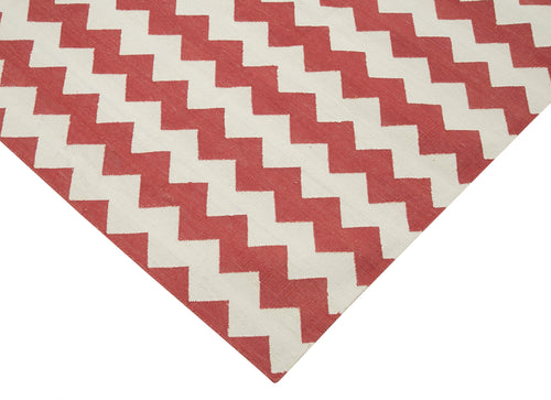 Geometric Duri Kırmızı Geometrik Pamuk Yün El Dokuma Halısı 183x269 Agacan