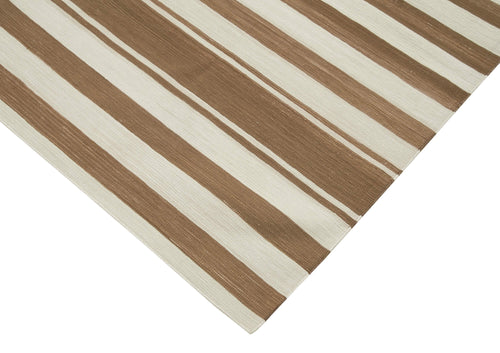 Geometric Duri Kahverengi Geometrik Pamuk Yün El Dokuma Halısı 182x276 Agacan