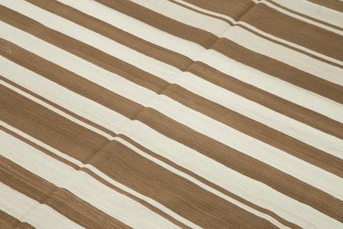 Geometric Duri Kahverengi Geometrik Pamuk Yün El Dokuma Halısı 182x276 Agacan