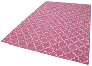 Geometric Duri Pembe Geometrik Pamuk Yün El Dokuma Halısı 186x273 Agacan