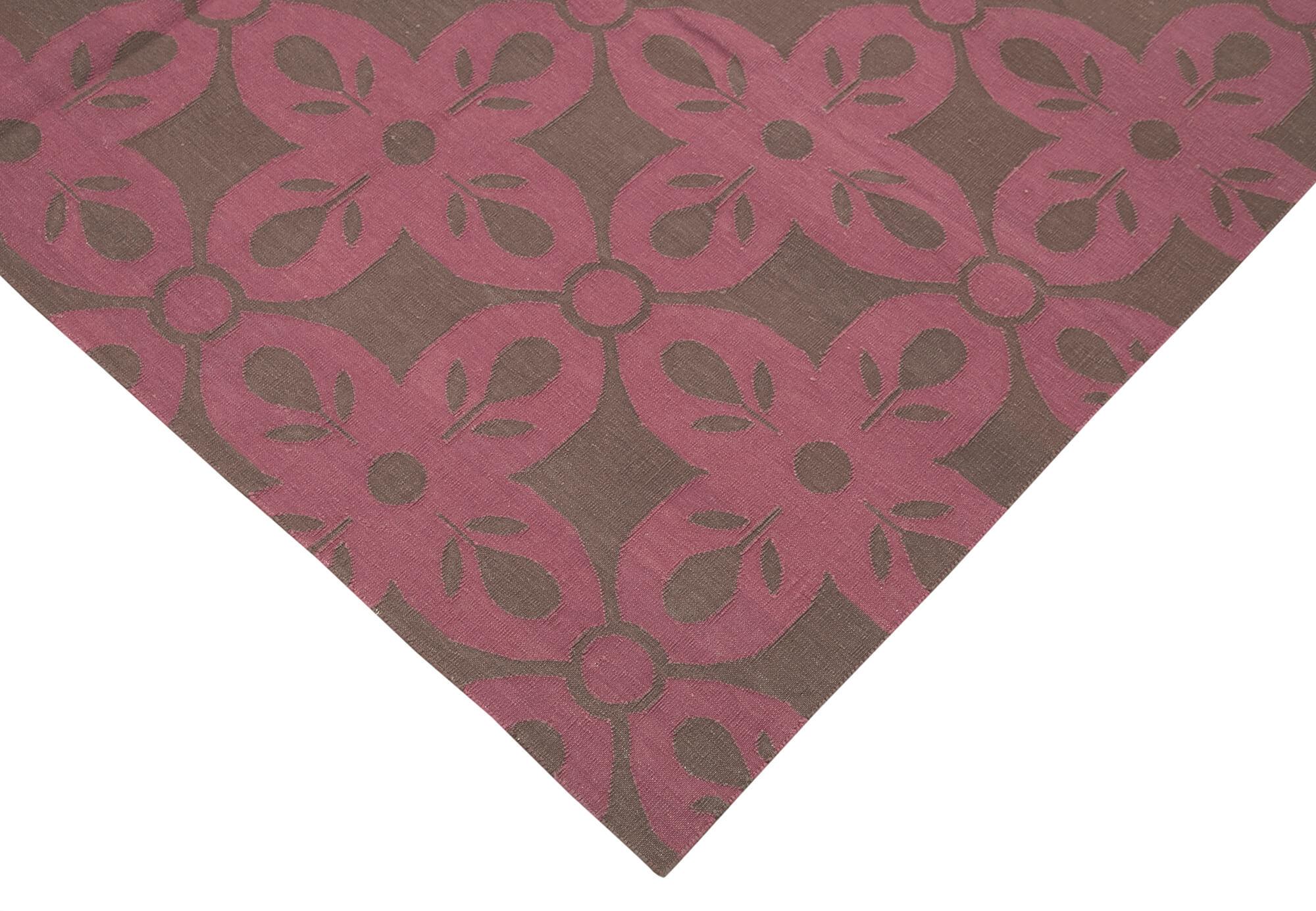 Geometric Duri Kahverengi Geometrik Pamuk Yün El Dokuma Halısı 185x269 Agacan