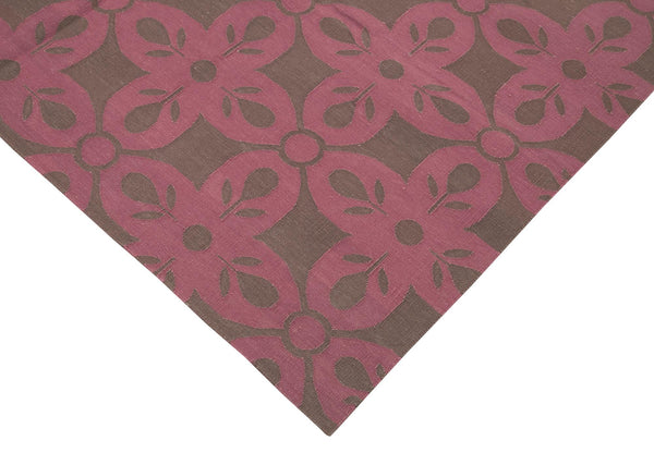 Geometric Duri Kahverengi Geometrik Pamuk Yün El Dokuma Halısı 185x269 Agacan