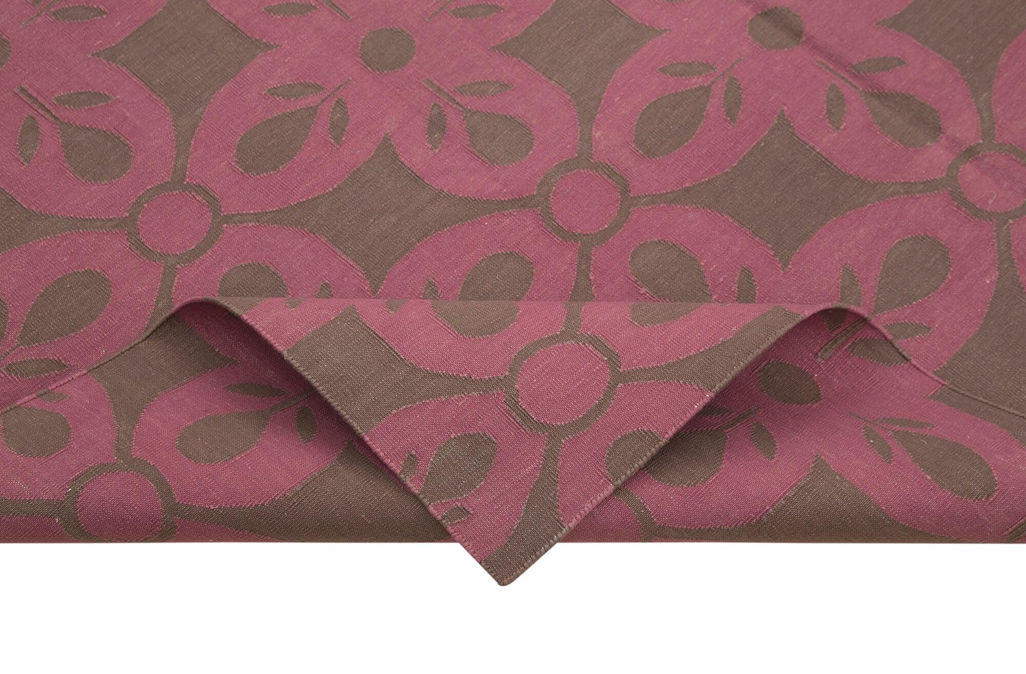 Geometric Duri Kahverengi Geometrik Pamuk Yün El Dokuma Halısı 185x269 Agacan