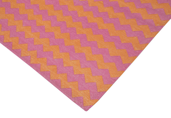 Geometric Duri Mor Geometrik Pamuk Yün El Dokuma Halısı 182x272 Agacan