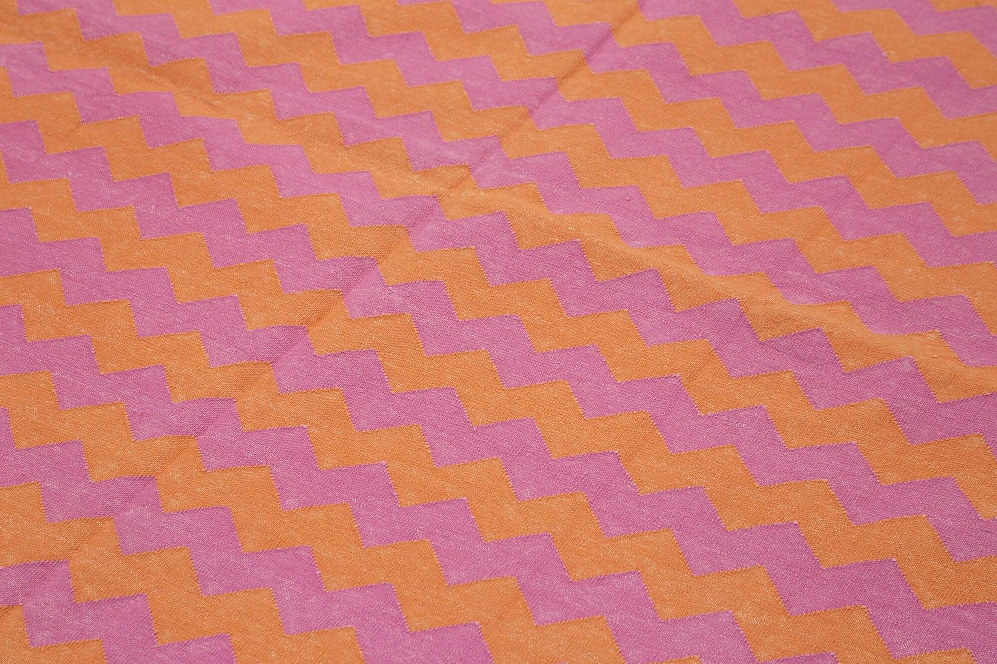 Geometric Duri Mor Geometrik Pamuk Yün El Dokuma Halısı 182x272 Agacan