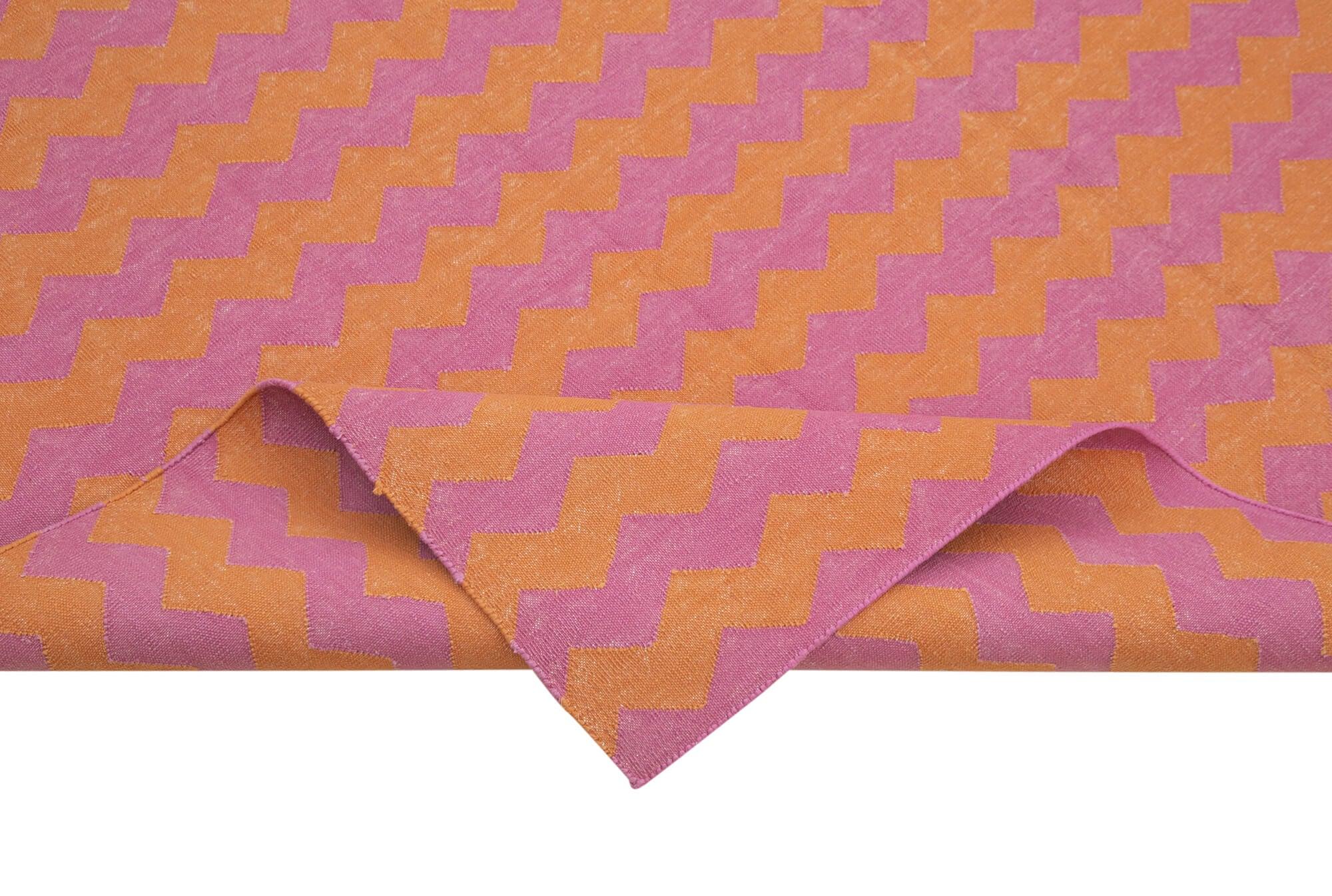 Geometric Duri Mor Geometrik Pamuk Yün El Dokuma Halısı 182x272 Agacan