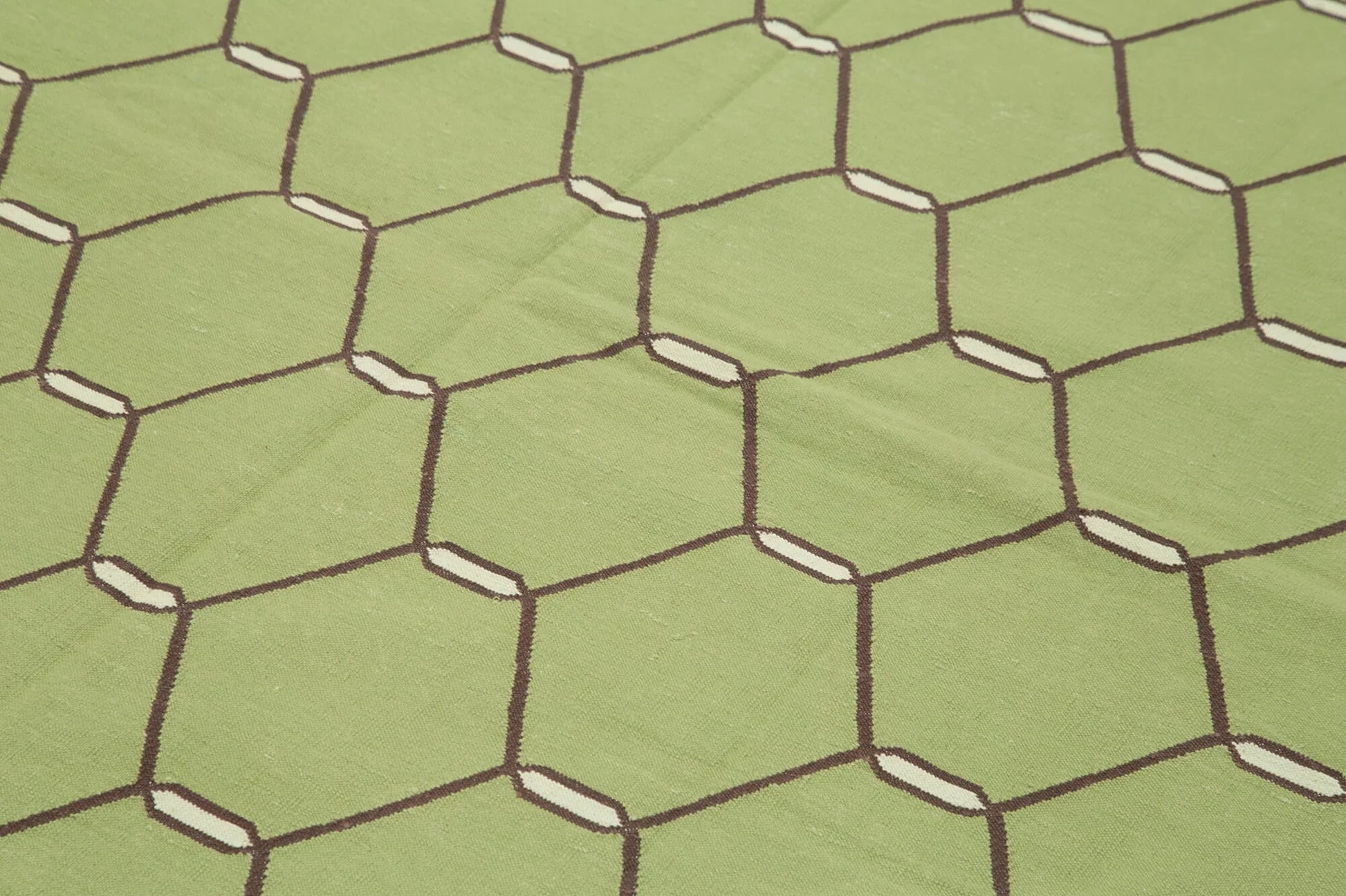 Geometric Duri Yeşil Geometrik Pamuk Yün El Dokuma Halısı 185x282 Agacan