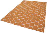 Geometric Duri Turuncu Geometrik Pamuk Yün El Dokuma Halısı 184x266 Agacan