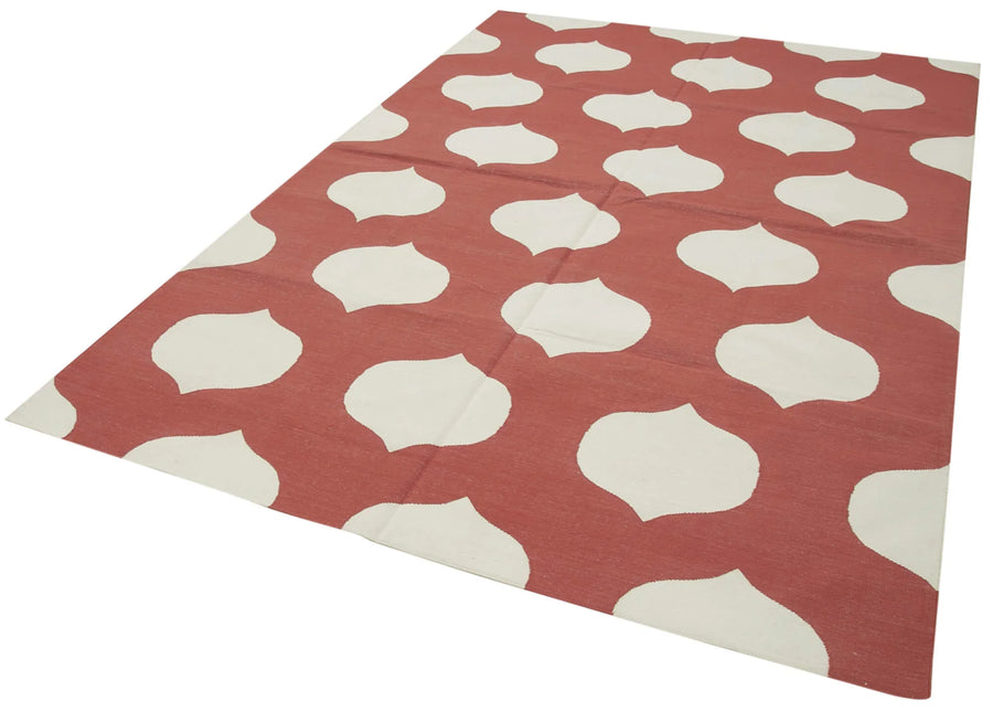 Geometric Duri Kırmızı Geometrik Pamuk Yün El Dokuma Halısı 186x270 Agacan